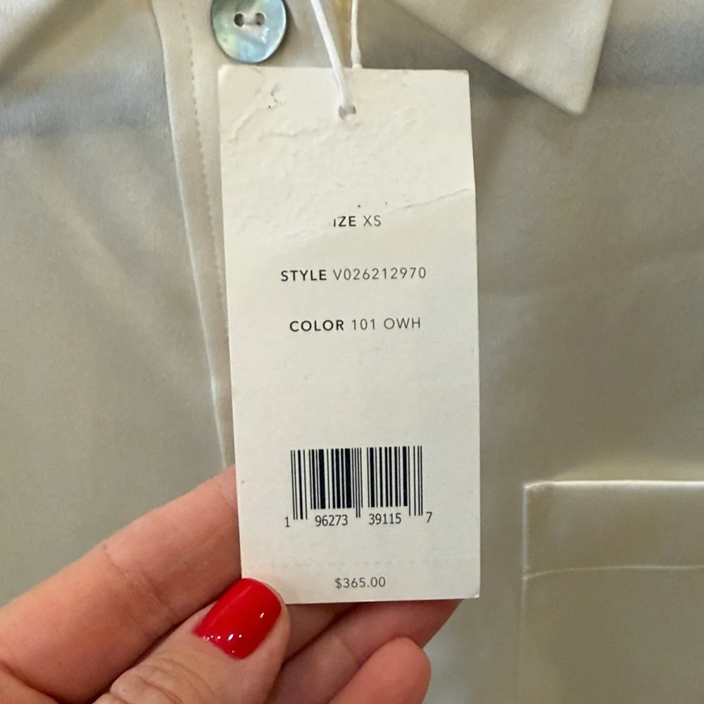 VINCE PEARL COLOR SILK SIZE XS BUTTON DOWN SHORT SLEEVE TOP - Picture 6 of 12